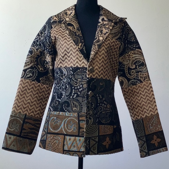 Kyra Jackets & Blazers - Kyra brown and black, tapestry, multi print blazer